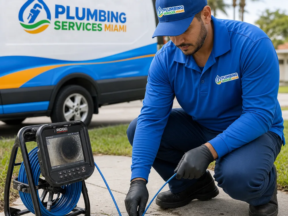 Drain line inspection at a cleanout using a camera reel and monitor