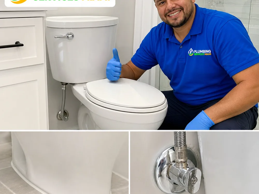Newly installed toilet with a stable base, new shutoff valve, and straight supply line
