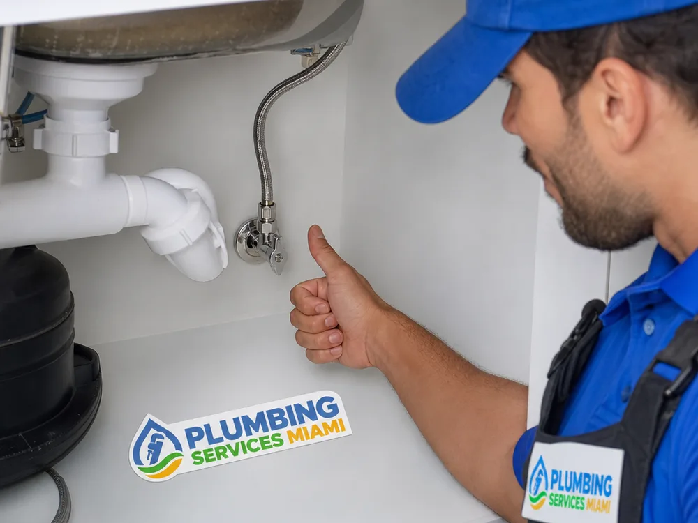 Finished under-sink repair with a new quarter-turn shutoff valve and braided supply line